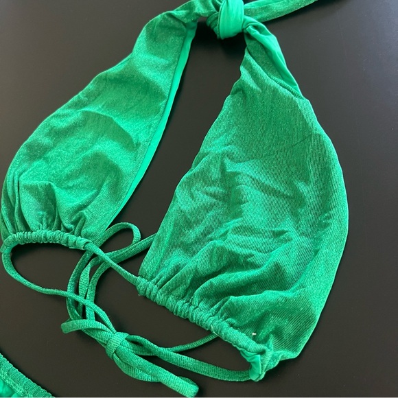 MC2 Saint Barth Green String Bikini Swimsuit green sparkly triangle bikini - Picture 2 of 4